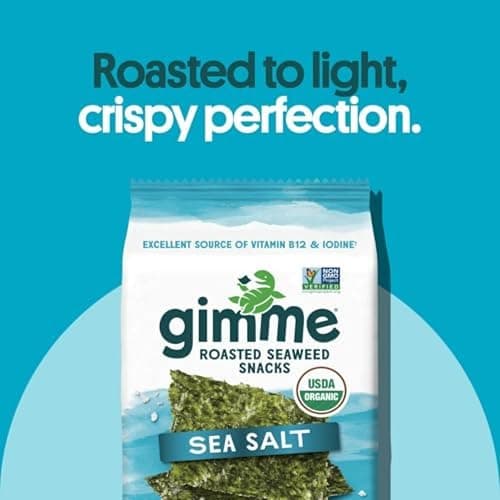 Gimme Seaweed Organic Premium Roasted Seaweed Snacks, Sea Salt, 6 Count, Keto, Vegan, Gluten-Free, Great Source of Omega3s and Iodine, Healthy On-The-Go Snack for Kids and Adults thumbnail 3