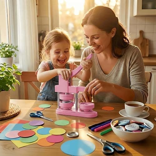 Freeingbag 58mm Button Maker Machine Kit, Installation-Free Button Pin Maker & Pin Maker Machine with 100 Sets Supplies, Circle Cutter & Bonus DIY Accessories for Badges, Crafts & School Projects thumbnail 2