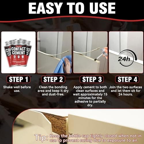 Contact Cement Adhesive 4.16 Oz, High Performance Neoprene Contact Adhesive with Brush, Flexible & Strong Bonding for Woodworking, Leather, Furniture Repairs and DIY Crafts (LDXJ-W01) thumbnail 5