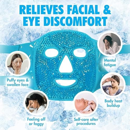 Perfect Remedy Face Ice Pack, Reusable Hot & Cold Ice Face Mask, Gel Compress for Helping with Puffy Eyes and aiding in Conditions of Swelling, Facial Spa Cooling Mask for Women and Men (Blue) thumbnail 2