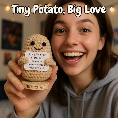 Tiny Potato - Positive Crochet with 30 Swappable Affirmation Cards | Small Gifts for Women, Teen Girls, BFF for Birthday, Mental Health Emotional Support, Christmas Stocking Stuffers, Just Because thumbnail 5