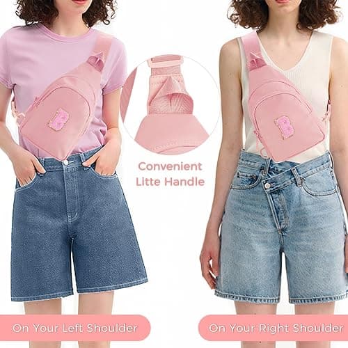 Fystdtote Birthday Gift for 5 6 7 8 9 10 11 12 13 14 15 16 Year Old Girls Fanny Pack Crossbody Bags for Women,Cute Trendy Stuff - Peach,B thumbnail 2