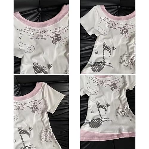 Y2K Cutecore Kawaii Lolita Shirt Women Sweet Wishcore Juminocore Igari Cartoon Print Cute Teen Tshirt Top Clothes thumbnail 5