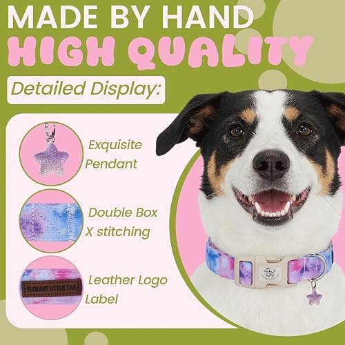 Elegant little tail Dog Collar - Colorful Print Dog Collars Cute Spring Puppy Adjustable Pet Collars with Sturdy Quick Release Buckle for Medium Dogs thumbnail 2