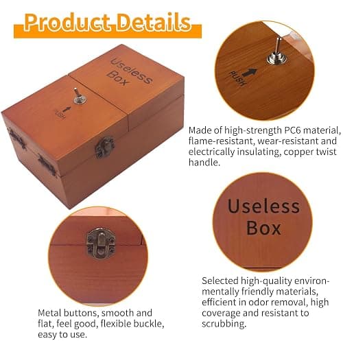 Wooden Useless Boring Box, Broad Game Tricky Toys Useless Box, Creative Adult Funny Toys Kids Gift Fun Birthday Party Toys for Children, Leave Me Alone Machine Box thumbnail 4