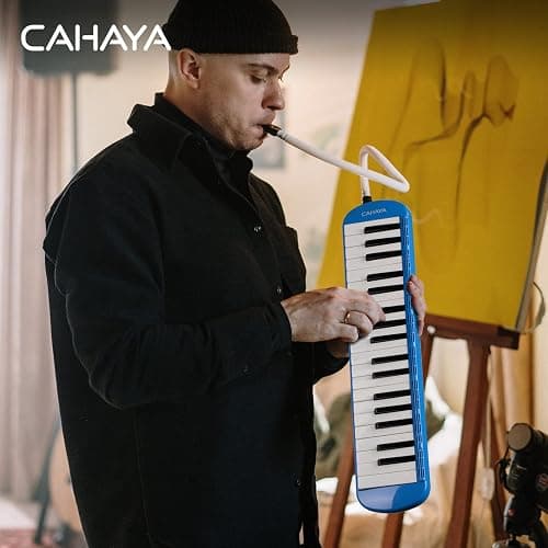 CAHAYA Melodica 37 Keys with Carrying Bag and 2 with Mouthpieces Air Piano Keyboard Musical Instrument for Kids and Adults, Blue, Model CY0049-2 thumbnail 7