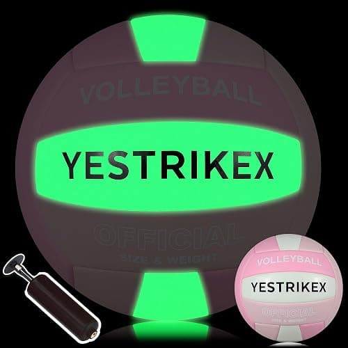 YeStrikeX Official Size 5 Glow in The Dark Volleyball, Fluorescent Light Night Volleyball Soft Indoor Outdoor Volleyball Gift Luminous Night Light Ball for Game Gym Training Beach Play with Pump Kit - Image 1