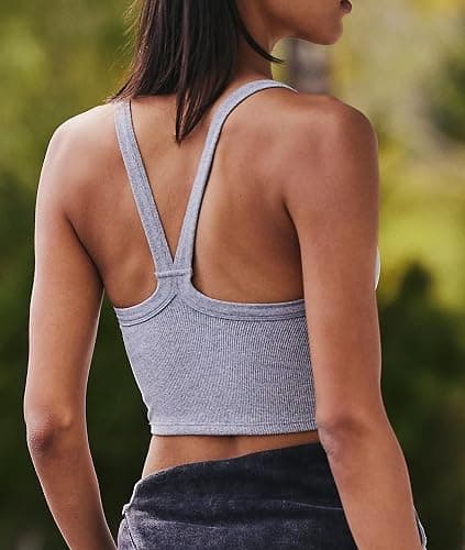Bicondo Tank Tops for Women Scoop Neck Crop Tops Athletic Workout Tops Cute Seamless Cami Ribbed Tank Top thumbnail 2
