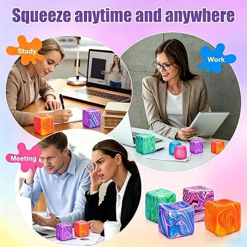 Squishies Stress Cube Toys, Adults Squishies Anxiety Relief Ball, Slow Rising Sensory Toys, Novel Design Cool Colorful Cubes, Suitable for Adult use in Offices and Homes (Orange) thumbnail 5
