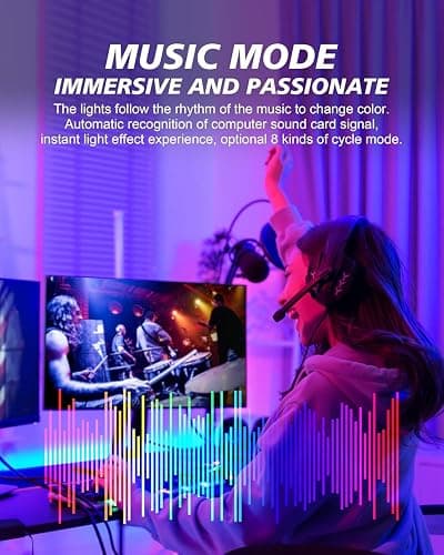 Xtremevision S202-24 LED Backlight Strip for 24-Inch Monitor, Instant Sync RGB Lighting with Audio and Video, Ultra-Low Latency Software-Controlled Backlight for Movies, Games, and Music thumbnail 2