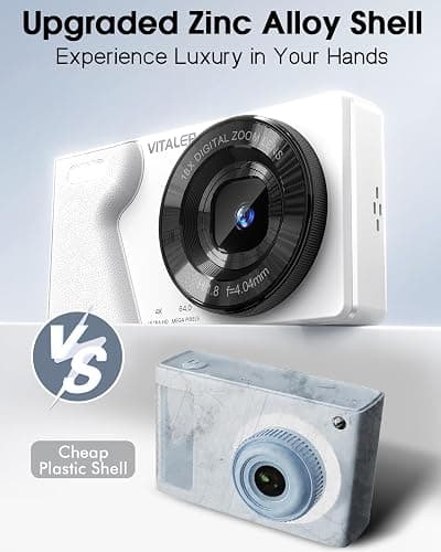 Vitaler Digital Camera with Front Rear Lens, Autofocus 64MP 4K Camera for Photography with 32GB Card, Portable Compact Point and Shoot Camera for Teens Adult Beginner with Metal Shell, 2000mAh Battery thumbnail 4