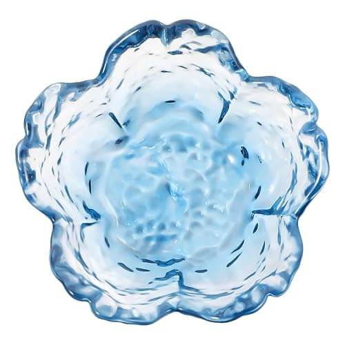 Qianyu Blue Flower Ring Dish Small Key Bowl Aesthetic Glass Trinket Tray Engagement Wedding Ring Holder Plate Room Decor Jewelry Dish Organizing Necklace Earrings for Mom Friend Sister thumbnail 6