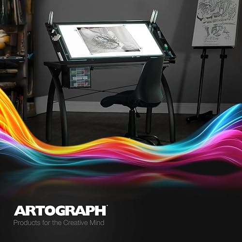 Artograph Futura Light Tracing Table for Artists with Storage and Adjustable, Dimmable Glass Work Top thumbnail 7
