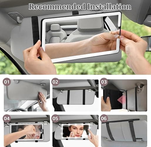 Led Sun Visor Vanity Mirror, Upgraded Large Car Mirrors with Lights, Dimmable Light up Vanity Makeup Mirror for Car,Rechargeable Universal Rear View Visor Mirrors thumbnail 6