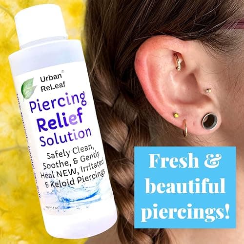 Urban ReLeaf PIERCING RELIEF Solution ! Safely Clean, Soothe & Gently Calm New, Irritated and Bumpy Piercings. 100% Natural Sea Salt, Tea Tree, Rosemary thumbnail 3