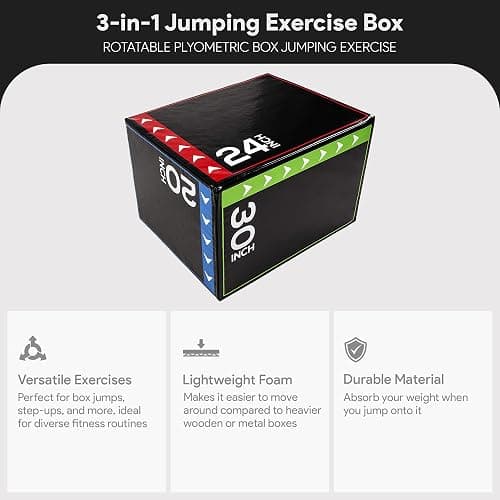 BalanceFrom 3-in-1 Foam Plyometric Jump Box for Home Gym with Multiple Height Options – Versatile Plyo with Non-Slip Surface for Strength, HIIT, Step-Ups, and Agility Training thumbnail 2