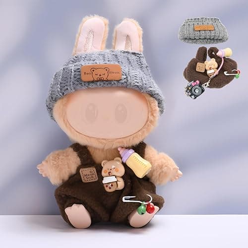 UNOGIFT Chic Plush LA Boo-Boo Doll Clothes Set – Stylish & Cozy Costume with Accessories for Series 1 and 2 Dolls Collectors,Brown Feeder Set thumbnail 2