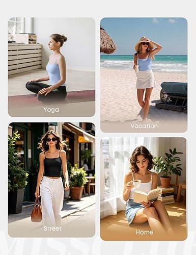 Missclub 3 Pack Double Lined Tank Tops for Women Square Neck Basic Fitted Going Out Tops Spaghetti Strap Summer Y2K Cami thumbnail 8