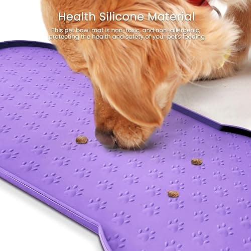 PWTAA Dog Food Mat Anti-Slip Silicone Dog Bowl Mat Thicker Pet Placemat Waterproof Cat Feeder Pad with Raised Edge Puppy Kitten Feeding Mats Suitable Small Medium-Sized Dogs Cats Eating Tray thumbnail 6