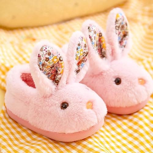 Girls Toddler Slippers Boys Cozy House Shoes for Little Kids Cute with Bunny Design Plush Indoor Warm Winter Slippers Non-Slip thumbnail 6