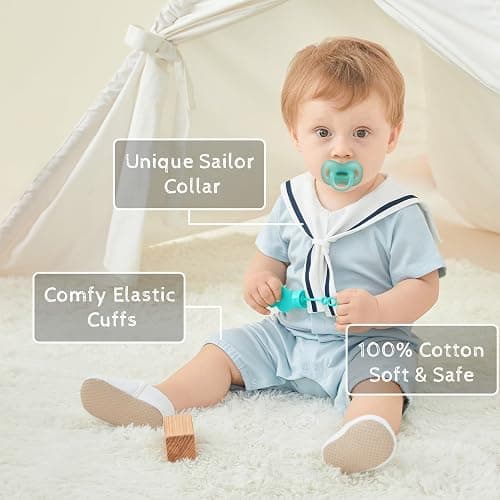 pureborn Baby Boys Girls Nautical Romper One-Piece Beach Outfit Summer Clothes 0-24 Months thumbnail 2