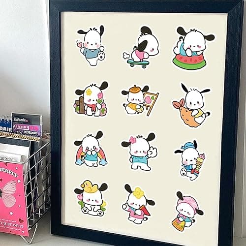 50Pcs Cartoon Cute Pochacco PET Transparent Stickers Pack Decal for Water Bottles Cup Laptop Phone Guitar Car Bike,Kid/Teen Gift JKT - B thumbnail 3