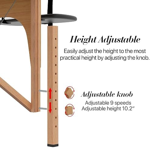 HENGJIANYI Massage Table, Portable 2 Section Foldable Tattoo Bed, Height Adjustable Lash Spa Bed with Face Cradle, Home Light Weight Facial Salon Bed with Wood Frame, Black thumbnail 6
