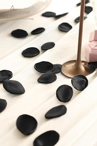 Floroom 300pcs Rose Petals Black Faux Silk Flower Petals for Wedding Flower Girl Basket Aisle Scatter Dinner Table Centerpieces Party Confetti Bridal Shower Romantic Night Decoration thumbnail 4