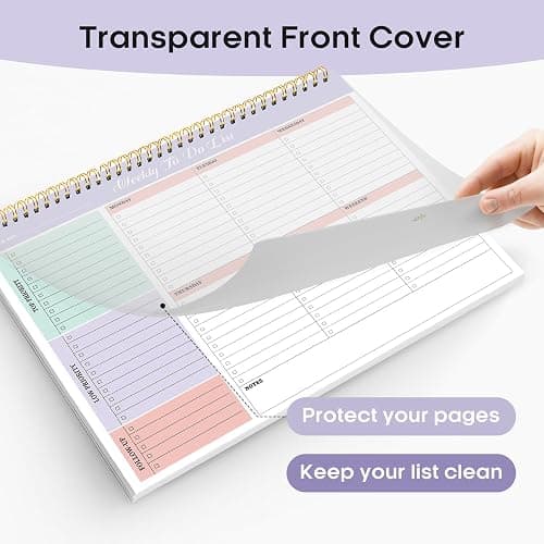 Taja Weekly To Do List Notepad, Undated Weekly Planner Pad, 8.5" x 11" | Large Desk Planner, Weekly Task Planning, College School Supplies, for Home and Office, 52 Sheets, Violet Dream thumbnail 5