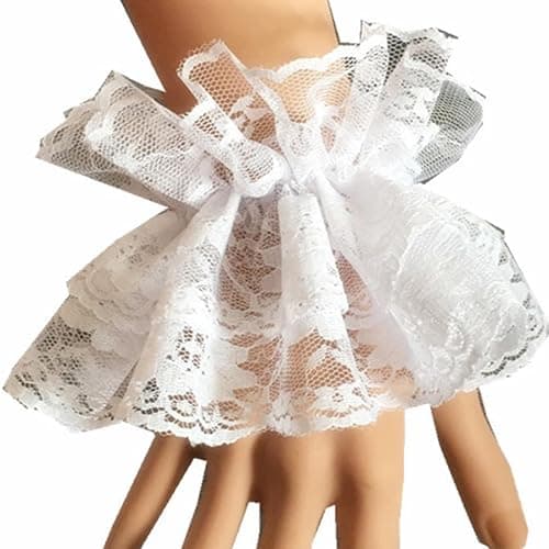 AUOCATTAIL Lolita Lace Gloves White Hand Sleeve Lace Elastic Bracelet for Halloween, Wedding, Tea Party, Masquerade, Nightclub thumbnail 8