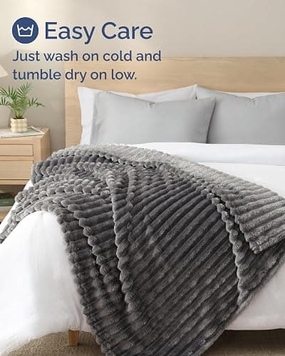 Super Soft Fleece Blanket Throw Size - Fleece Throw Blanket for Bed, Couch & Chair - Cozy, Warm & Breathable - All Season Fuzzy, Cute, Microplush Bedding for Women, Men and Teens - 50x60, Dark Grey thumbnail 6
