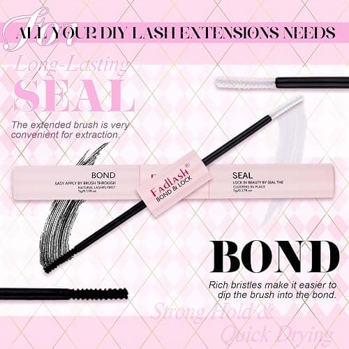 FADLASH Lash Clusters Kit Individual Eyelash Clusters D Curl 40D 8-16mm Eyelash Extension Kit 280Pcs Lash Extensions with Lash Bond and Seal Lash Tweezer for Self Application (40D-0.07D-8-16mm KIT) thumbnail 7