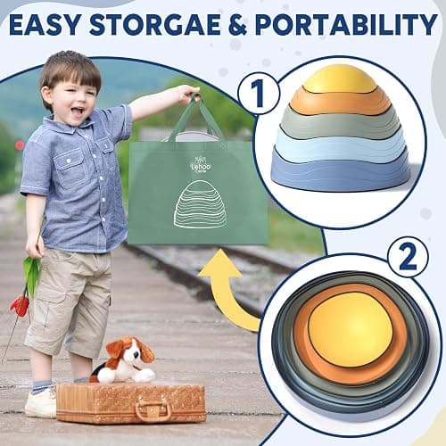 Lehoo Castle Stepping Stones for Kids, Balance Toddler Toys, Outdoor Toys | Non-Slip Sensory Toys, Balance and Gross Motor Skills, Indoor & Outdoor Obstacle Course for Kids, Coordination, 18M+ thumbnail 8