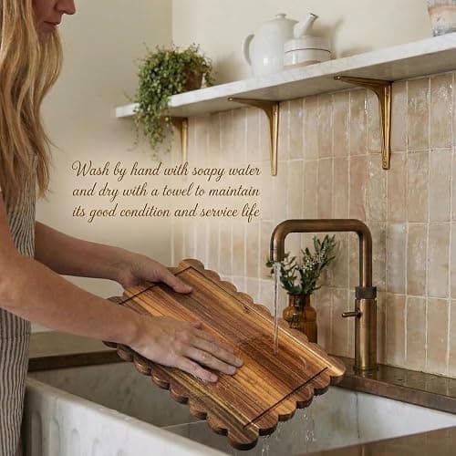 3 Pcs Acacia Wood Scalloped Cutting Board Set, Decorative Cutting Boards Bread Charcuterie Board for Cottagecore Kitchen Grandmillenial Decor Cheese Meat Fruit Bread Chopping Blocks (Classic Style) thumbnail 6