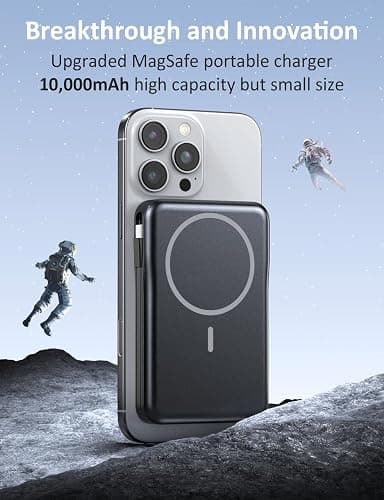 Magnetic Portable Charger 10000mAh, 20W Power Bank with Built in Cable | 20W Fast Charging for Magsafe Battery Pack with LED Display, Travel Essential for iPhone 17/16/15/14/13/12 Pro/Pro Max-Black thumbnail 4