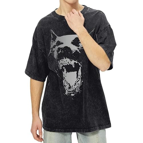 Qiqilyly Men's Oversized Graphic Tees Streetwear Vintage Tshirts for Men Acid Wash Tshirt Aesthetic Unisex Shirts Grunge Tops thumbnail 5