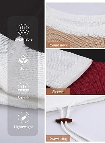 Dokotoo Womens Sweaters Striped Fall Winter Outfits 2025 Crewneck Drawstring Color Block Fashion Clothing thumbnail 6