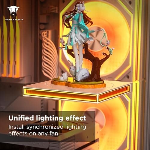Jungle Leopard PC Case ARGB Square Figurine Shelf, Figure Stand, Infinity Mirror Design Floating PC Shelf for Figure - 120mm Fan Accessories-White thumbnail 4