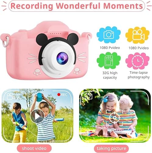 Kids Camera, 1080P HD 2.0 Inch Screen Kids Digital Camera with 32GB Card and Reader, for Age 3-13 Years Old Boys and Girls Birthday Christmas Toy thumbnail 3