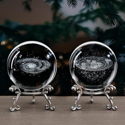 3D Laser Etched Galaxy Crystal Ball with Stand, 60mm Glass Sphere Decorative Balls Paperweight, Space Milky Way Astronomy Gifts thumbnail 5