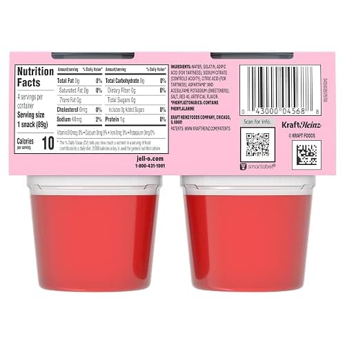 Jell-O Strawberry Artificially Flavored Zero Sugar Ready-to-Eat Gelatin Snack Cups, 4 ct Cups thumbnail 6