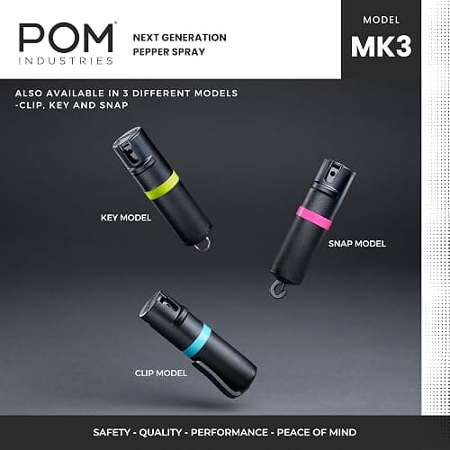 POM MK3 Pepper Spray, Belt Clip Model, Maximum Police Strength OC with UV Marking Dye, Quick Flip Top Safety, 360° Performance At Any Angle, Powerful Accurate Stream, 18 ft Range, 1.8 fl oz thumbnail 6