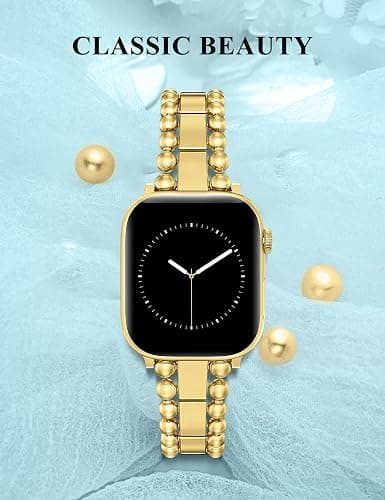 TOYOUTHS Beaded Bracelet Compatible with Apple Watch Bands 38/40/41/42/44/45/46/49mm Women, Dressy Fancy Stainless Steel Metal Elegant Jewelry Strap for iWatch Series 11 10 9 8 7 6 5 4 Ultra/SE 3 2 1 thumbnail 5