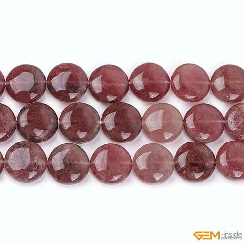 GEM-Inside Natural 20mm Coin Pink Rose Cherry Quartz Gemstone Loose Beads Energy Stone Handmade Beads for Jewelry Making Jewelry Beading Supplies for Women thumbnail 5