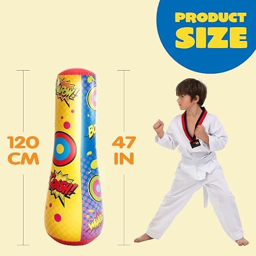 JOYIN Punching Bag for Kids, 47 Inches Kids Punching Bag with Bounce-Back Action, Double-Sided Inflatable Punching Bag(1 Pack) thumbnail 3