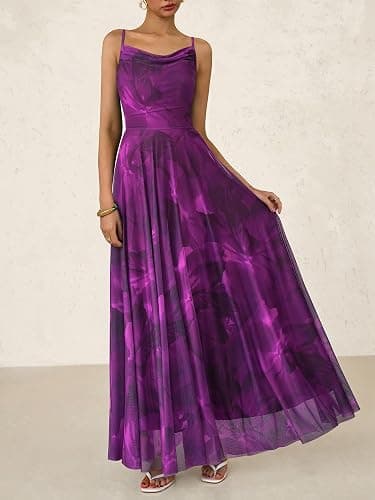 BTFBM Women Summer Floral Maxi Dresses Elegant Spaghetti Strap Dress Printed Party Dress Beach Long Dresses thumbnail 7