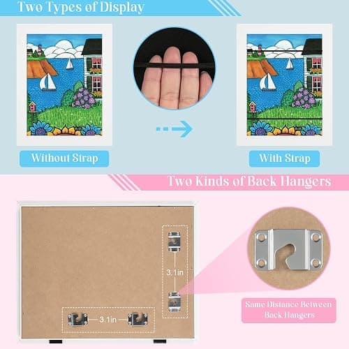 [2-Pack] Kids Art Frames, 8.5x11 Front Opening Kids Artwork Frames Changeable, White Artwork Display Storage Frame for Wall, Holds 50 Pcs, for 3D Picture, Crafts, Hanging Art, Portfolio thumbnail 4