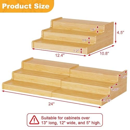Expandable Bamboo Can Rack Organizer for Pantry, 3-Tier Adjustable Can Storage Holder, Soda Organizer Holds Up to 24 Cans, Canned goods Storage Display for Pantry, Cabinet, Countertop (patent pending) thumbnail 6