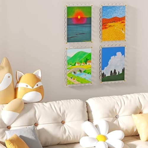 11X14 Acrylic Picture Frame for Wall, Frameless Clear Photo Frame with Scalloped Edge, No Drill Floating Frame for Diploma Certificate Degree Document & Poster/Painting/Artworks Display (1 Pack, Scalloped edge) thumbnail 6