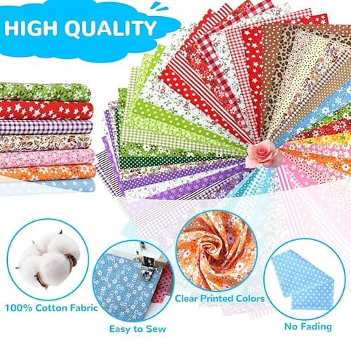 Aucuu 7er Set Baumwollstoff Paket, 50 x 50cm Stoffe zum Nähen, Patchwork Stoffe, Patchwork zum Quilten, Stücke Paket zum Quilten, DIY Basteln Handwerken, Puppenkleidung thumbnail 5